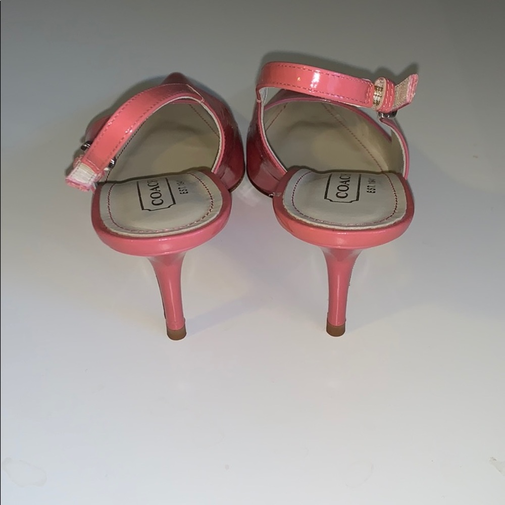 pink leather authentic Coach heels size 7.5 - Picture 2 of 5